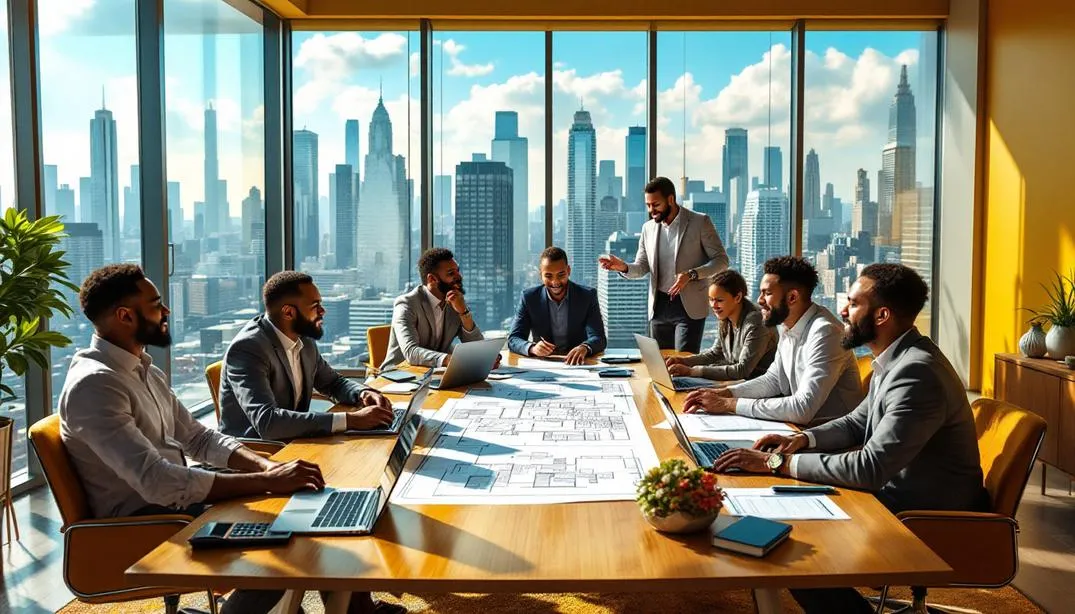 جلسهٔ تیمی در دفتر کار برای برنامه‌ریزی یک پروژهٔ فلیپینگ ملک