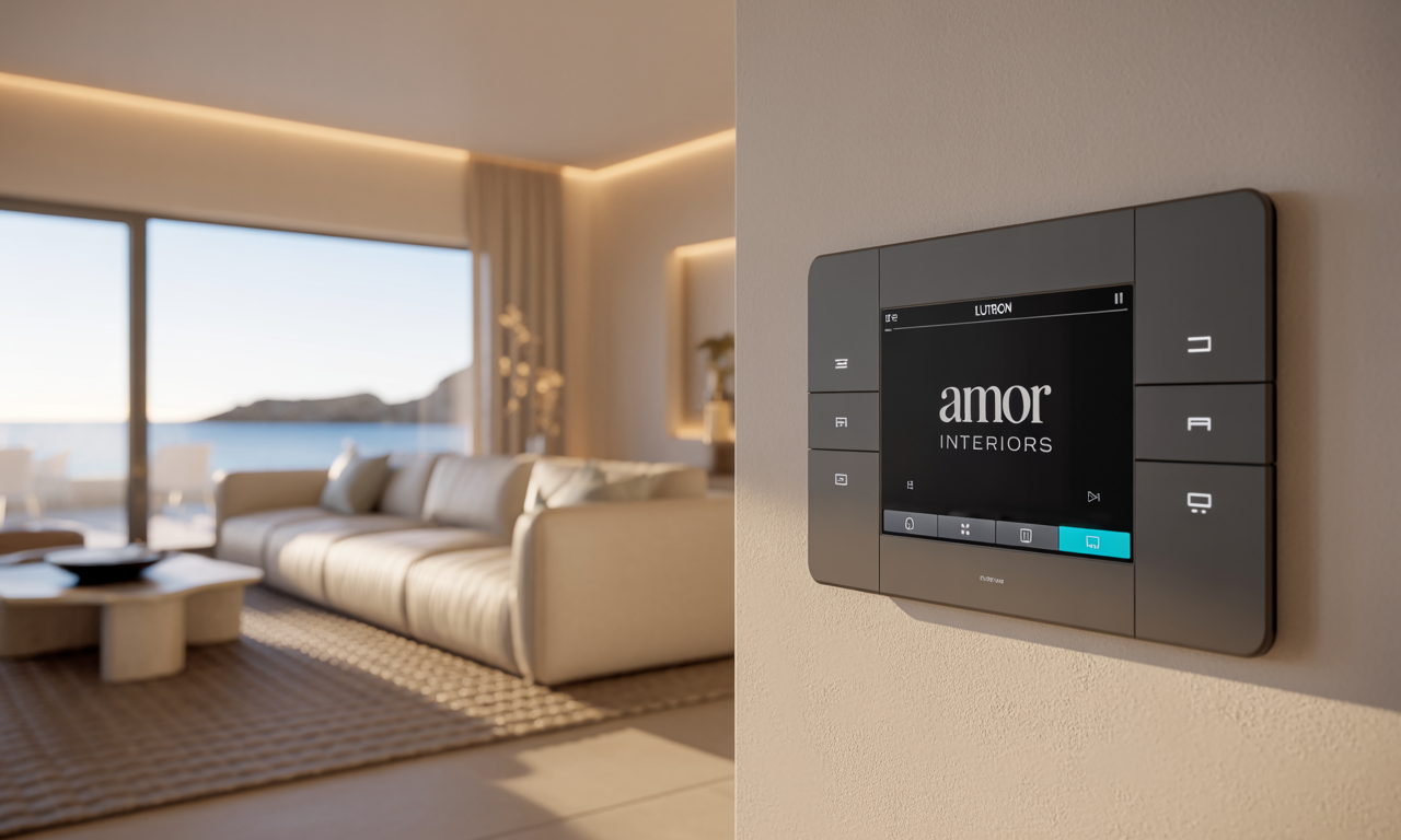 Smart Lutron lighting in Corona Del Mar, CA highlights luxurious coastal interiors.