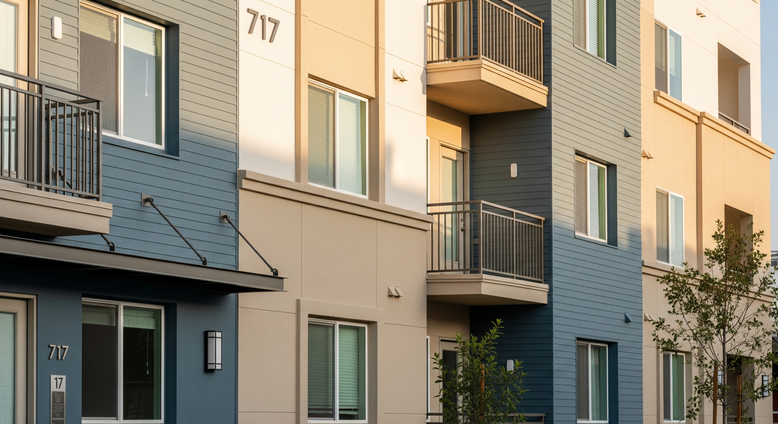 Modern multifamily apartment building exterior
