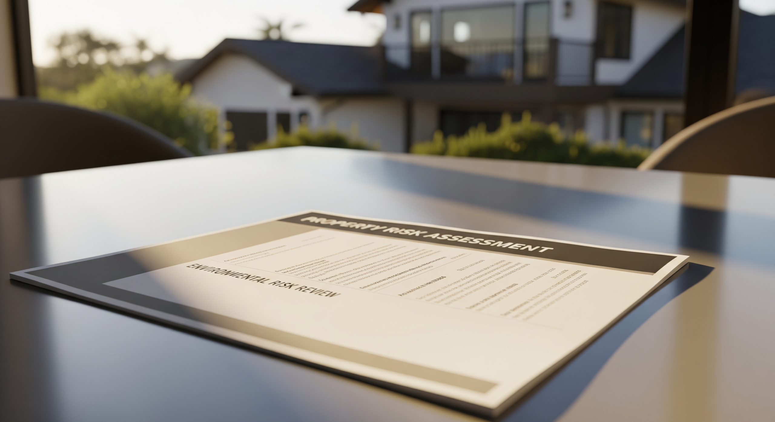 Property risk assessment document on a table