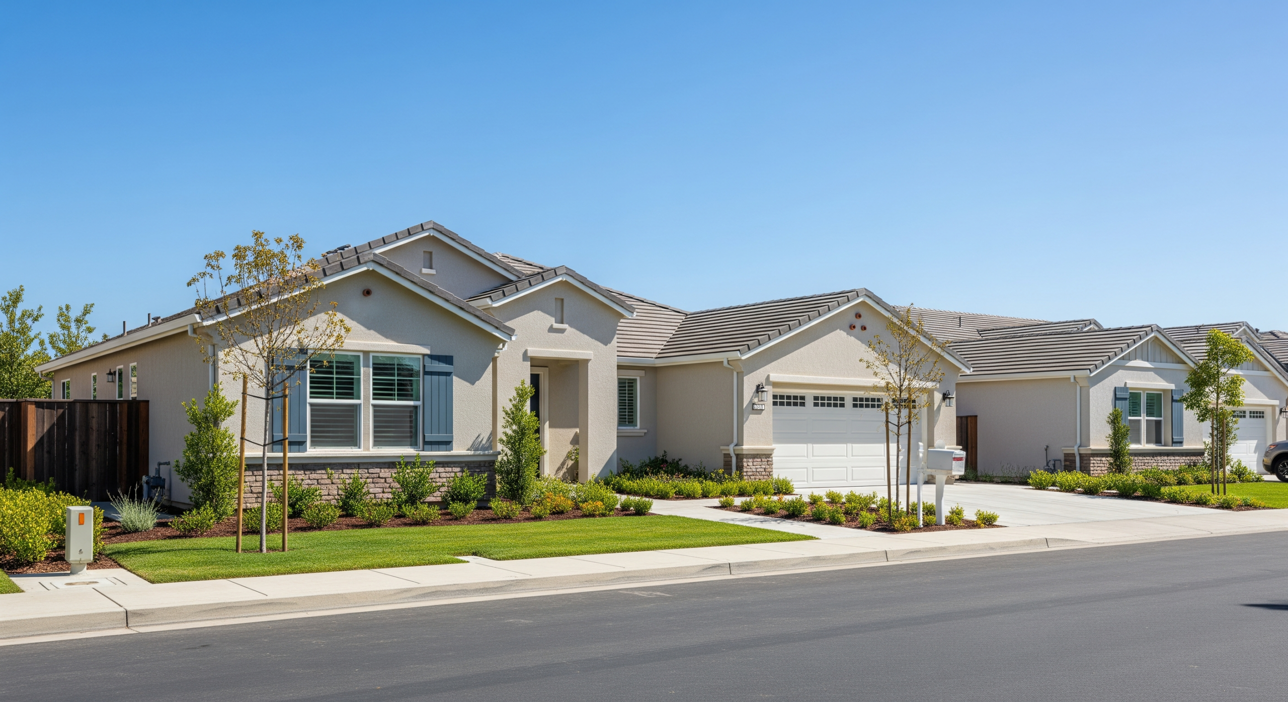 Modern single-family homes in a suburban California neighborhood