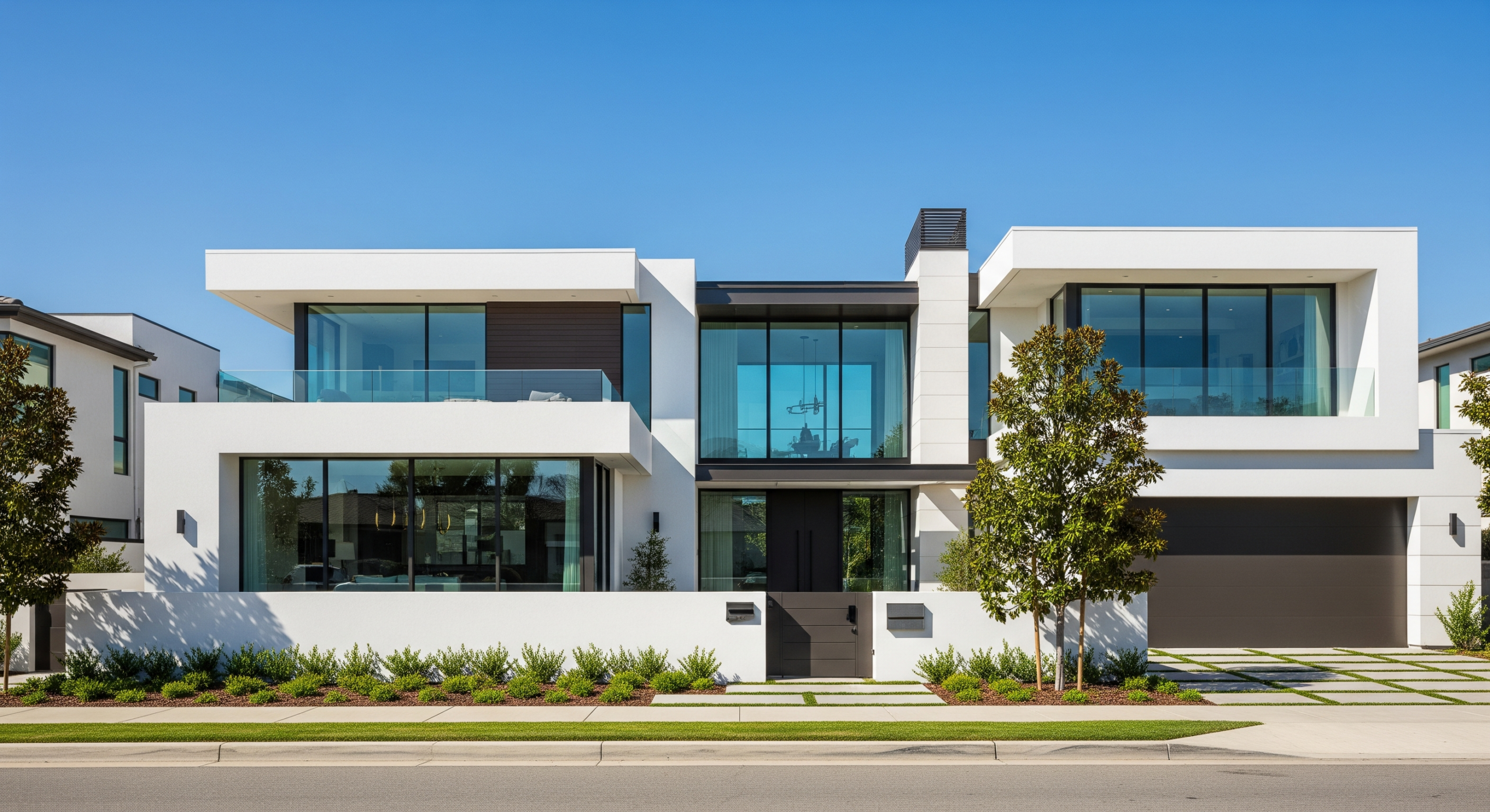 Modern luxury home with large windows in Southern California
