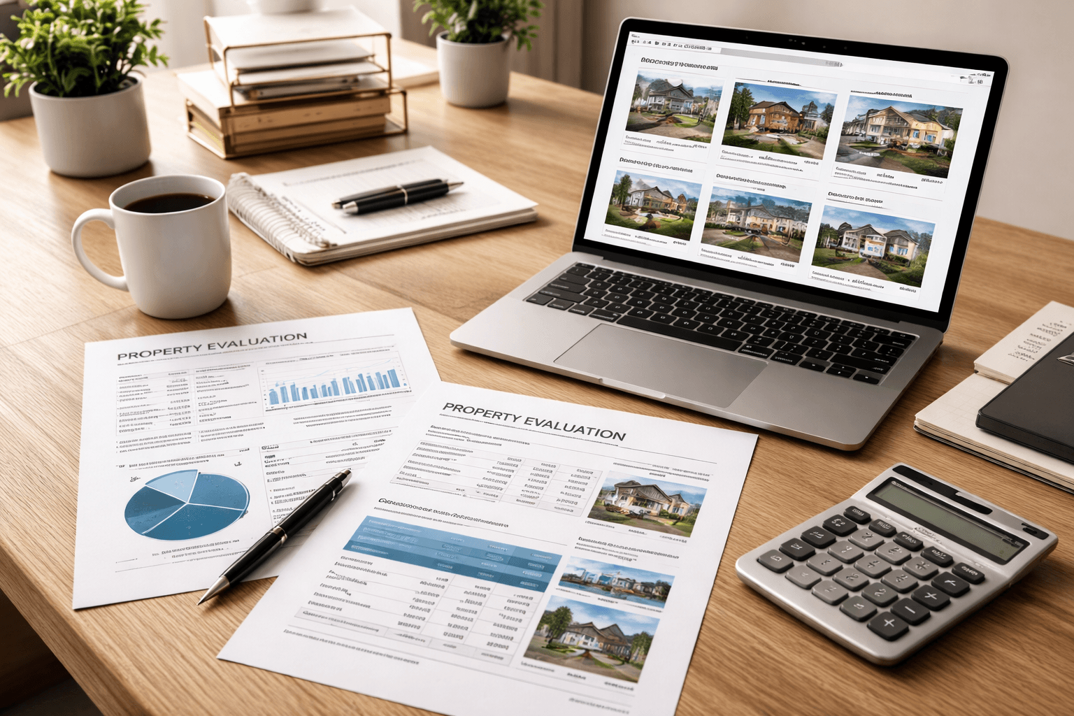 Ali Shariat | Real Estate Group | How Climate Risks Affect Real Estate Investments in California and What You Can Do About It Property evaluation reports and laptop displaying home listings on a desk