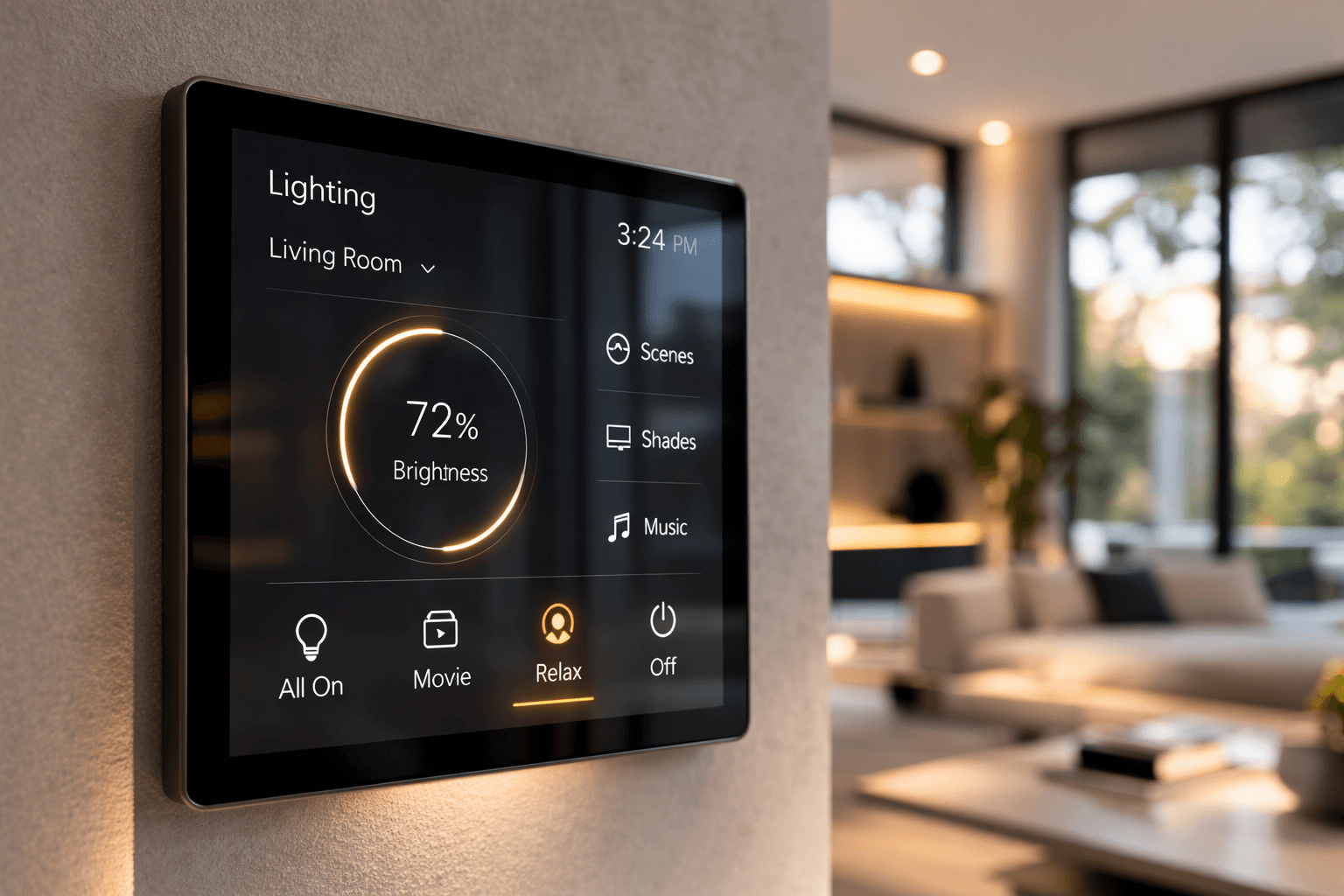 Ali Shariat | Real Estate Group | Timeline for Buying a Home: What to Expect at Each Stage Wall-mounted smart lighting control panel in a modern living room