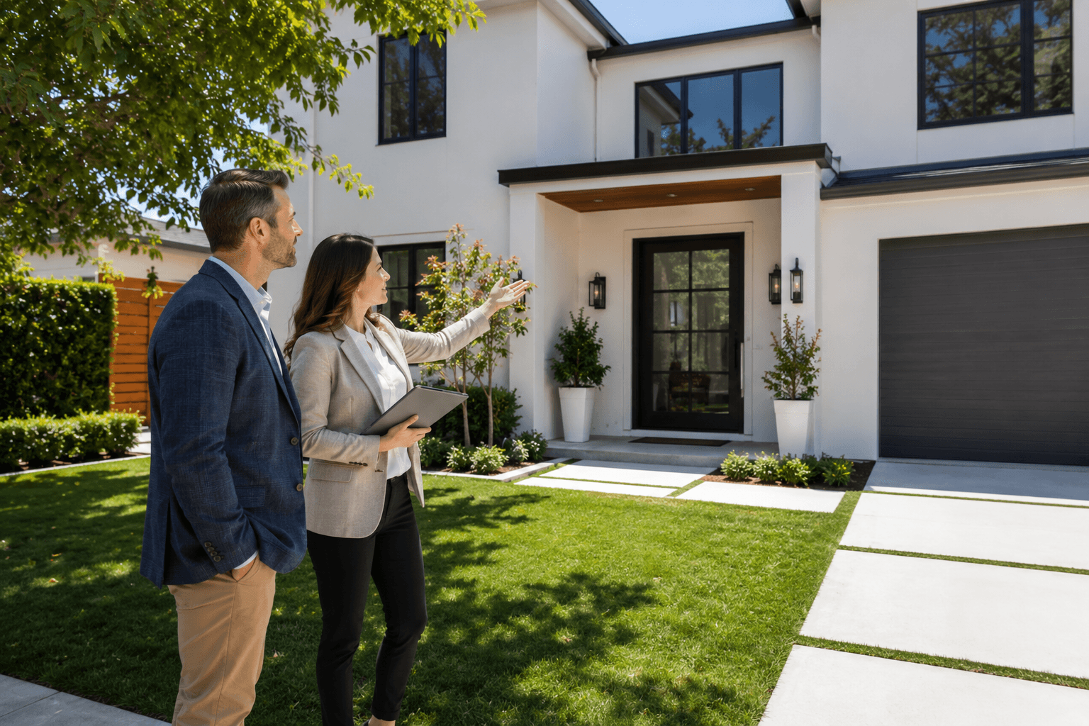 Ali Shariat | Real Estate Group | What Days on Market Can Tell Buyers About a Property Real estate advisor showing a modern home to a prospective buyer