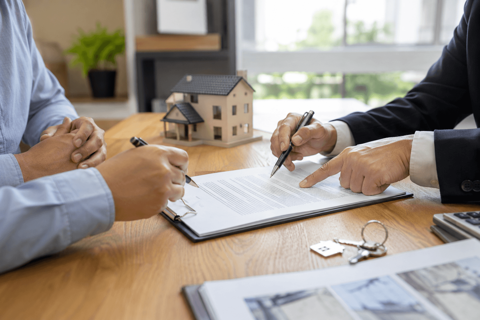 Ali Shariat | Real Estate Group | Which Home Contingencies Should Buyers Never Waive Clients reviewing and signing real estate purchase documents